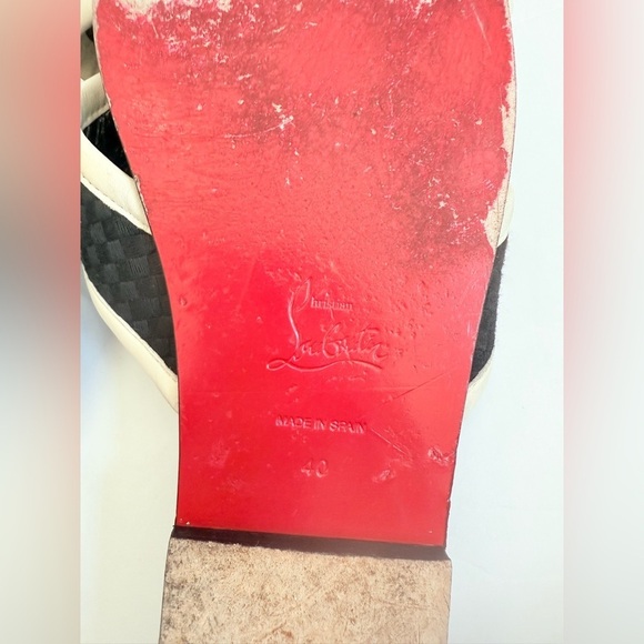 Christian Louboutin Black white leather criss cross Logo Crossimule slides EU 40 - Picture 7 of 12